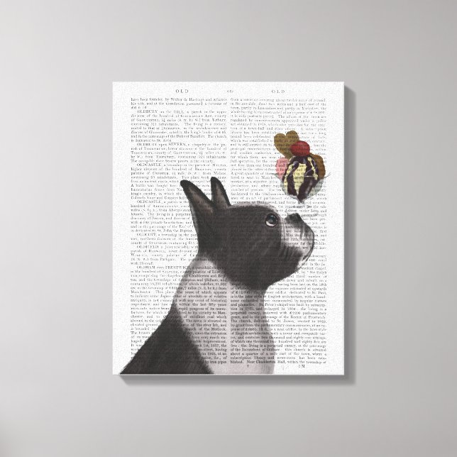 Boston Terrier Ice Cream Canvas Print (Front)