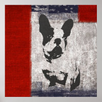Boston Terrier in Black and White With Red Border