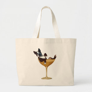 Boston Terrier in Cocktail Glass Large Tote Bag