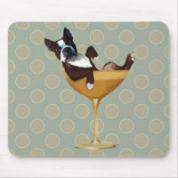 Boston Terrier in Cocktail Glass
