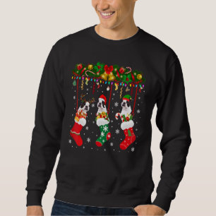Boston Terrier In Sock Xmas Reindeer Santa Elf Dog Sweatshirt