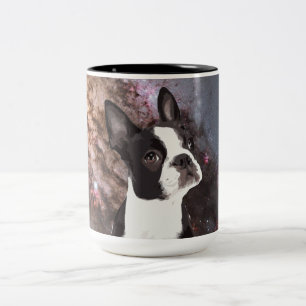 Boston Terrier in Space Two-Tone Coffee Mug