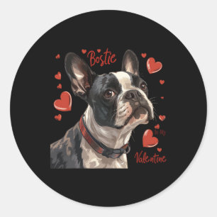 Boston Terrier Is My Valentine Cute Pet Dog Owner Classic Round Sticker