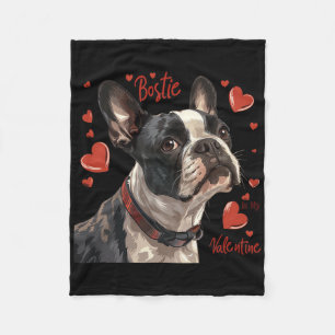 Boston Terrier Is My Valentine Cute Pet Dog Owner Fleece Blanket