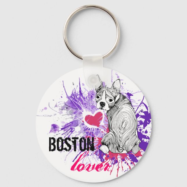 Boston Terrier Key Ring (Front)