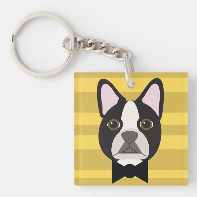 Boston Terrier Key Ring (Front)
