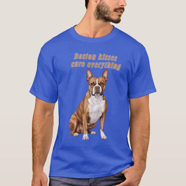Boston Terrier Kisses Cure Everything – Men’s Dog  T-Shirt (Front)