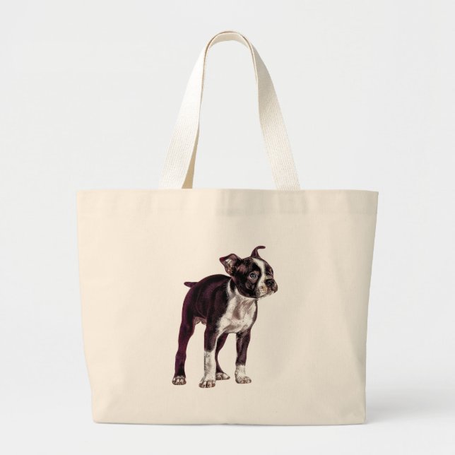 Boston Terrier Large Tote Bag (Front)
