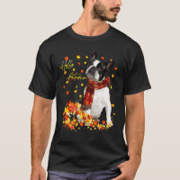 Boston Terrier Leaf Fall Hello Autumn For Dog