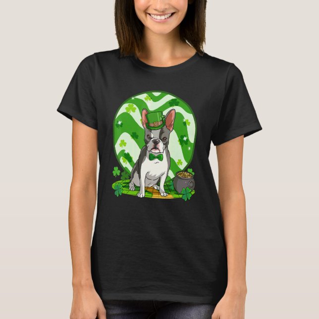 Boston Terrier Leprechaun Dog St  Patricks Day Luc T-Shirt (Front)