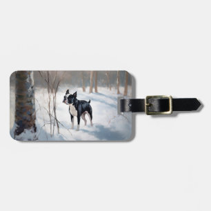 Boston Terrier Let It Snow Christmas Luggage Tag