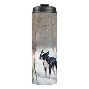 Boston Terrier Let It Snow Christmas Thermal Tumbler