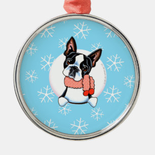 Boston Terrier Let it Snow Metal Tree Decoration