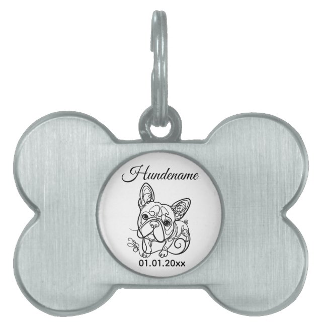 Boston Terrier Line Art Personalized Tag (Front)