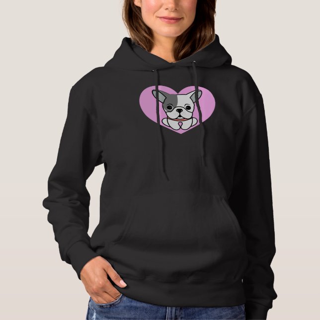 Boston Terrier Love Heart Hoodie (Front)