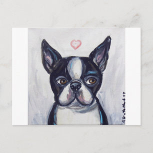 Boston Terrier Love heart Postcard