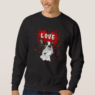 Boston Terrier Love Heart Valentine Day Couple Dog Sweatshirt