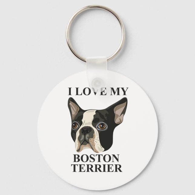 Boston Terrier Love Key Ring (Front)