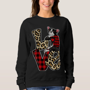 Boston Terrier Love Leopard Happy Sweatshirt