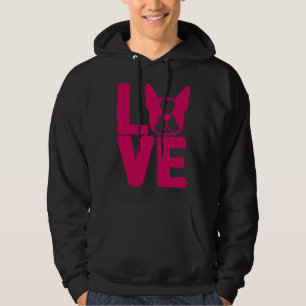 Boston Terrier Love Square In Pink Relaxed Fit Hoodie