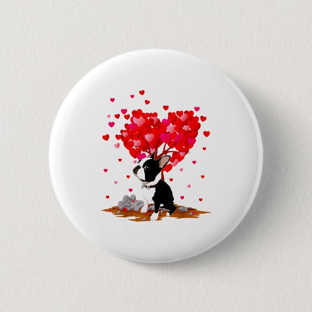 Boston Terrier Lover Heart Shape Boston Terrier Va 6 Cm Round Badge (Front)