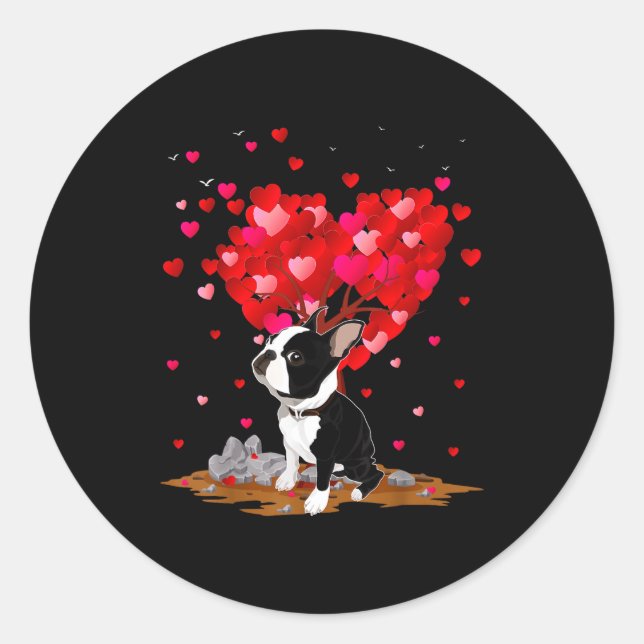 Boston Terrier Lover Heart Shape Boston Terrier Va Classic Round Sticker (Front)