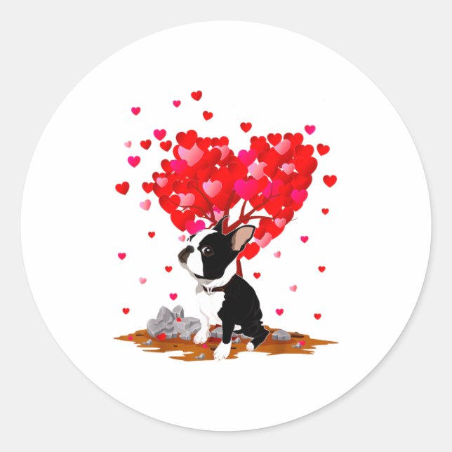 Boston Terrier Lover Heart Shape Boston Terrier Va Classic Round Sticker (Front)