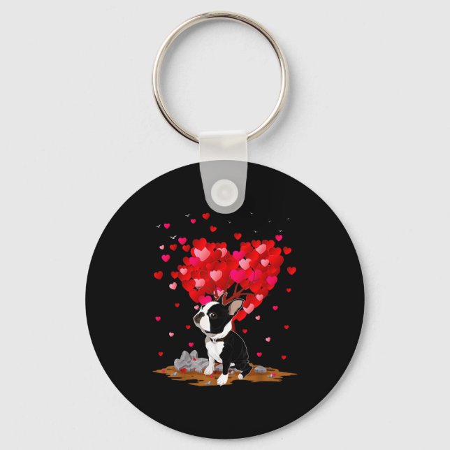 Boston Terrier Lover Heart Shape Boston Terrier Va Key Ring (Front)