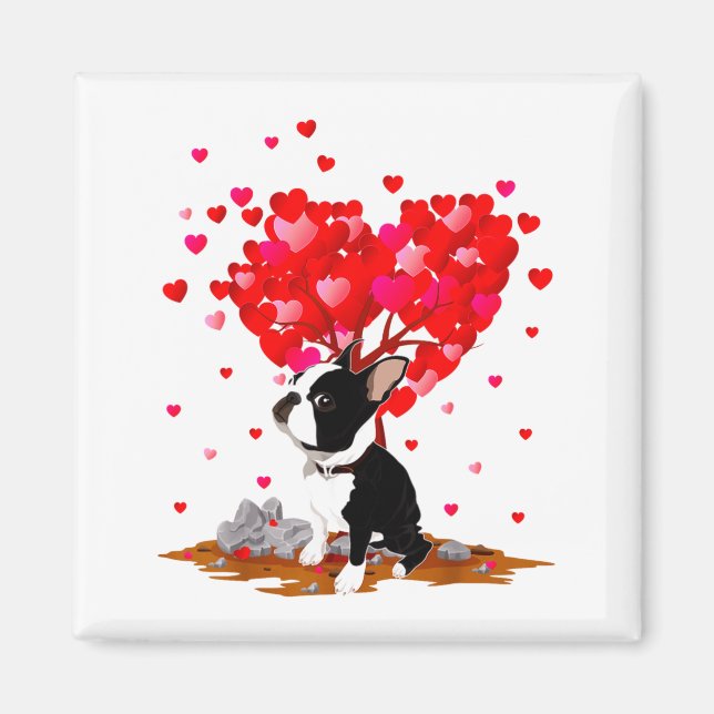 Boston Terrier Lover Heart Shape Boston Terrier Va Magnet (Front)