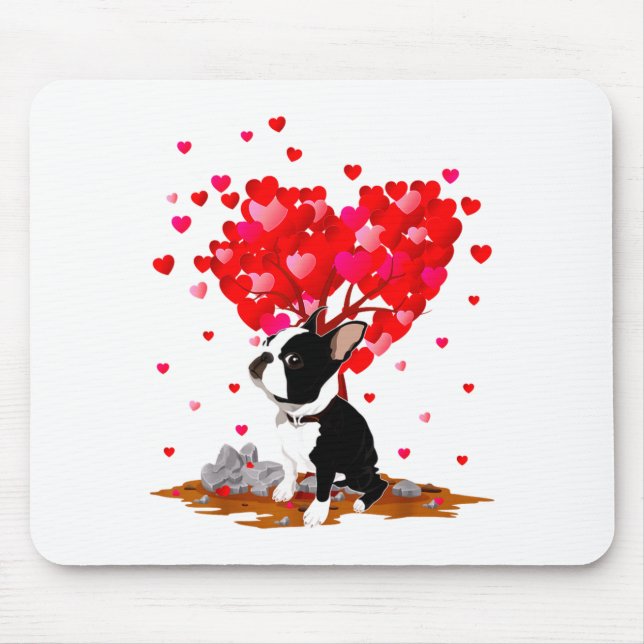 Boston Terrier Lover Heart Shape Boston Terrier Va Mouse Mat (Front)