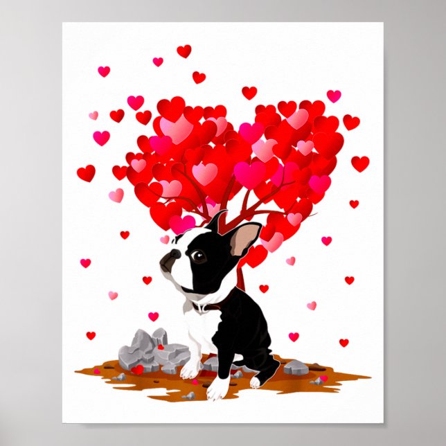 Boston Terrier Lover Heart Shape Boston Terrier Va Poster (Front)