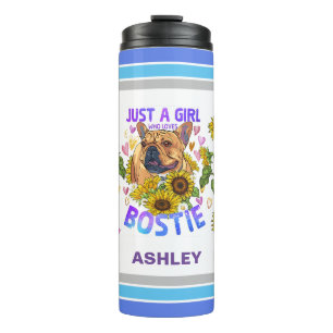Boston terrier Lover Sunflower Trainer Floral Thermal Tumbler