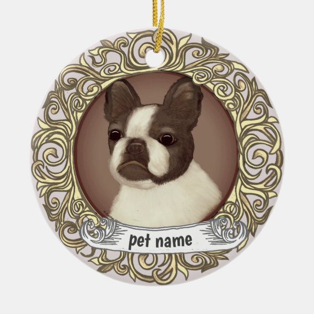Boston Terrier Loving Memory ornament (Front)
