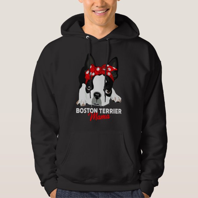 Boston Terrier Mama Cute Bostie Dog Hoodie (Front)