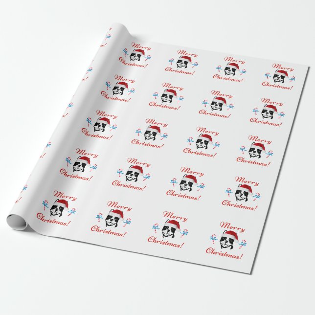 Boston Terrier Matte Wrapping Paper, 30" x 6' Paper (Unrolled)