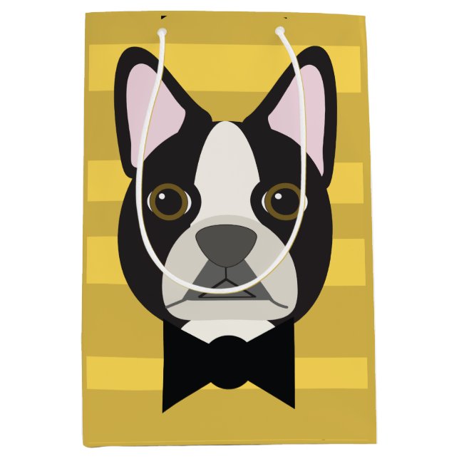 Boston Terrier Medium Gift Bag (Front)