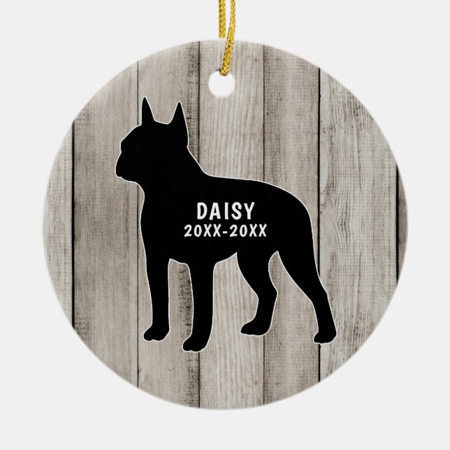 Boston Terrier Memorial  Ceramic Tree Decoration (Front)