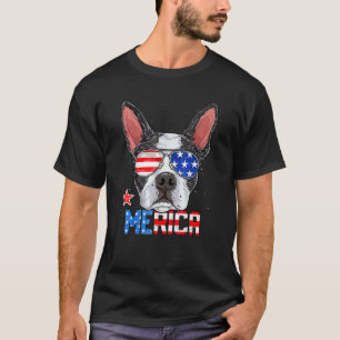Boston Terrier Merica 4th Of July Men Boys Dog Pup T-Shirt