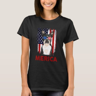 Boston Terrier Merica Patriotic American Flag 4th T-Shirt