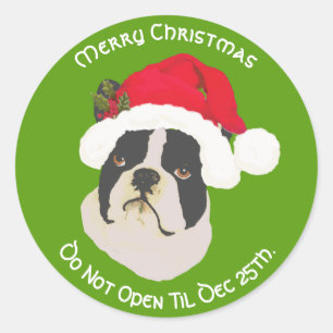 Boston Terrier Merry Christmas, Do Not Open til Classic Round Sticker