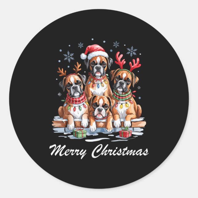 Boston Terrier Merry Christmas Funny Dog Lovers Ho Classic Round Sticker (Front)