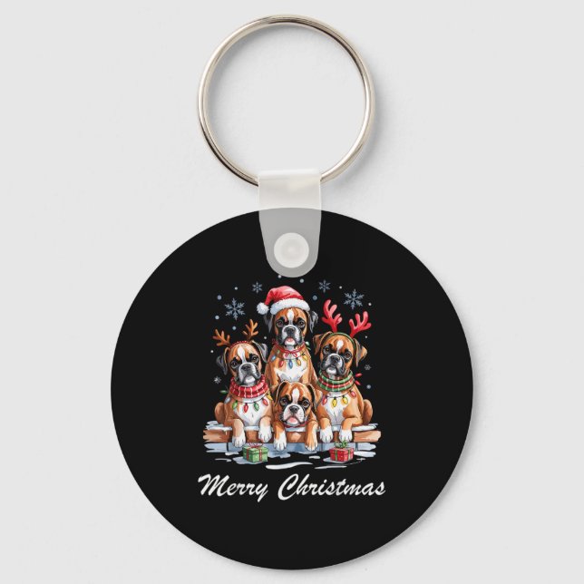 Boston Terrier Merry Christmas Funny Dog Lovers Ho Key Ring (Front)