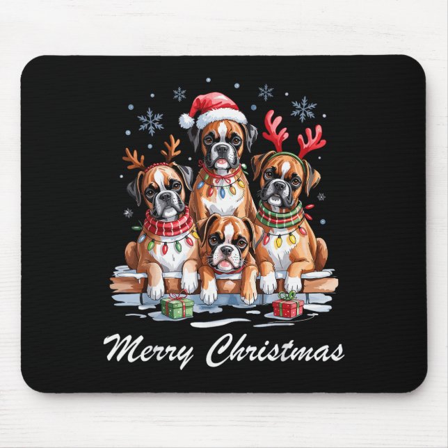 Boston Terrier Merry Christmas Funny Dog Lovers Ho Mouse Mat (Front)