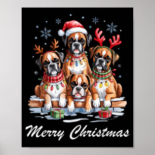 Boston Terrier Merry Christmas Funny Dog Lovers Ho Poster