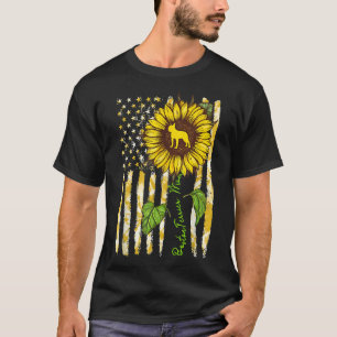 Boston Terrier Mom Sunflower American Flag Dog T-Shirt