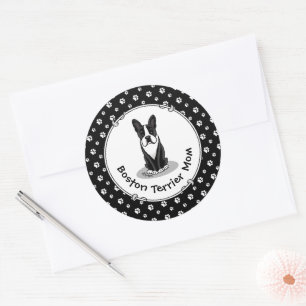 Boston Terrier Mum (black) - Cute dog Classic Round Sticker