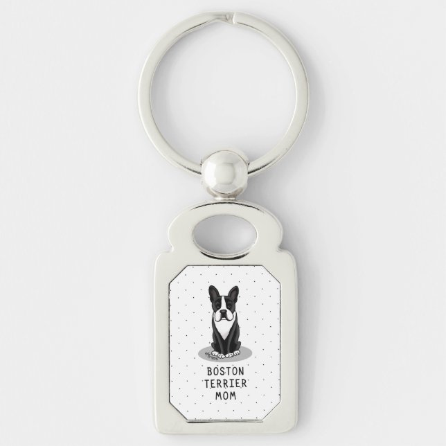 Boston Terrier Mum (black) Cute Dog Mum Key Ring (Front)
