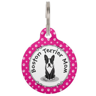 Boston Terrier Mum (black) - Cute dog Pet Tag