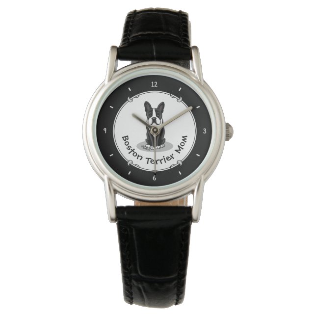 Boston Terrier Mum (black) - Cute dog Watch (Front)