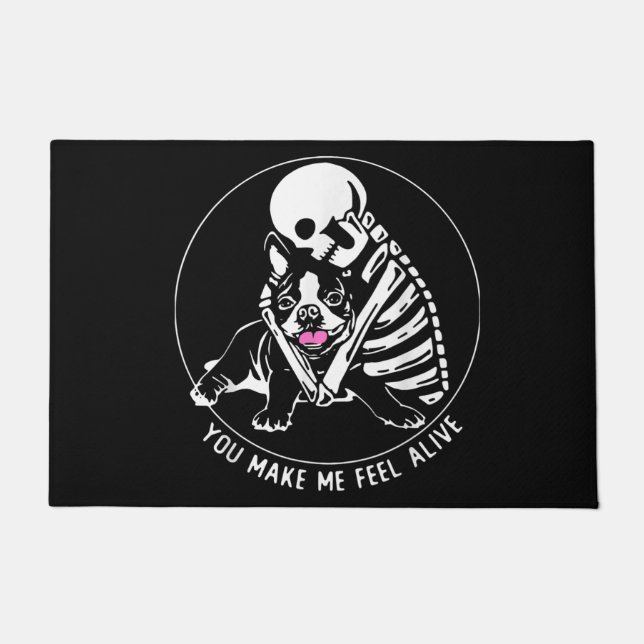 Boston Terrier mum, Boston Terrier dad, dog lover Doormat (Front)
